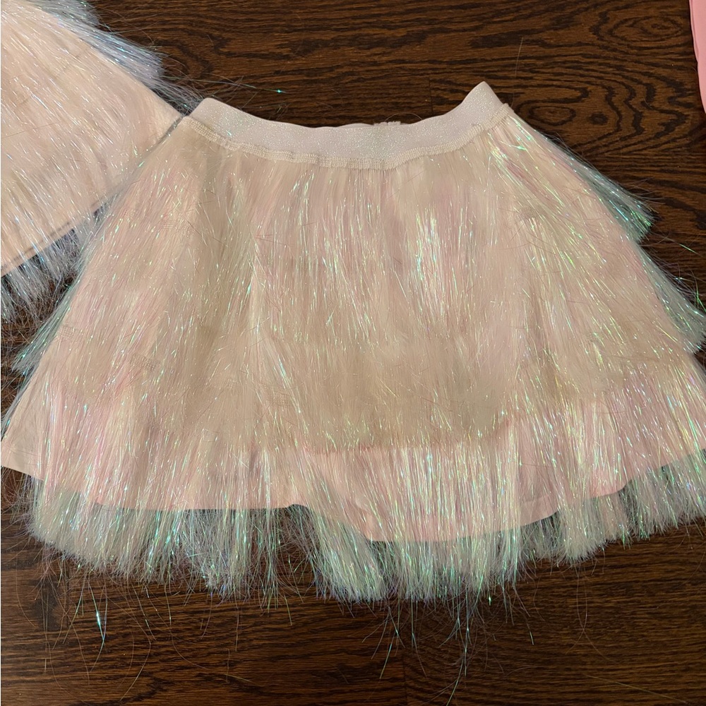 Lola + the Boys size 10 fringe skirt in iridescent white, worn once!